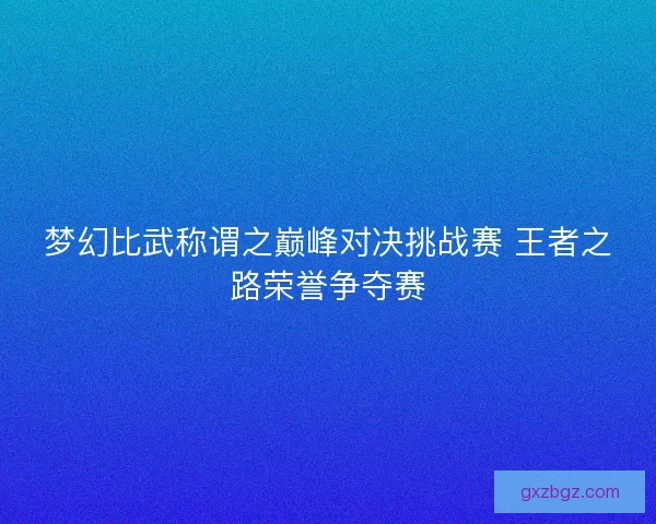 梦幻比武称谓之巅峰对决挑战赛 王者之路荣誉争夺赛